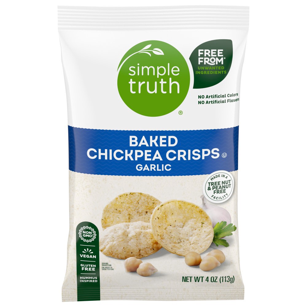 slide 1 of 2, Simple Truth Baked Garlic Chickpea Crisps, 4 oz