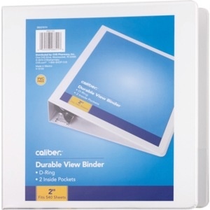 slide 1 of 1, Caliber Durable View 2 Inch Binder, White, 1 ct