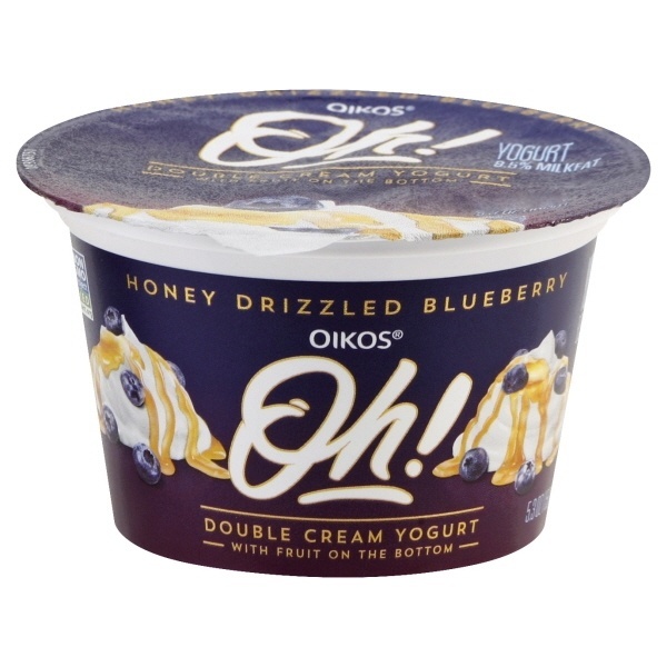 slide 1 of 5, Oikos Honey Drizzled Blueberry Double Cream Yogurt, 5.3 oz