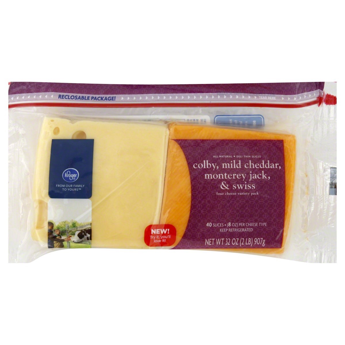 slide 1 of 1, Kroger Cheese Slices Variety Pack, 32 oz