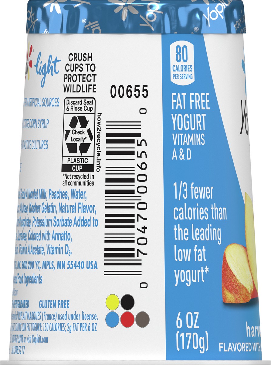 slide 9 of 9, Yoplait Light Harvest Peach Fat Free Yogurt, 6 OZ Yogurt Cup, 6 oz