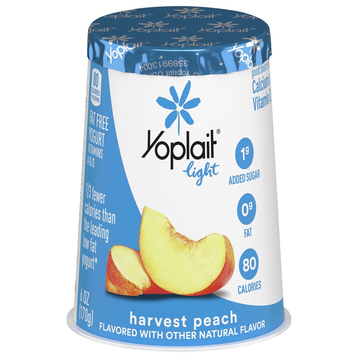 slide 1 of 9, Yoplait Light Harvest Peach Fat Free Yogurt, 6 OZ Yogurt Cup, 6 oz