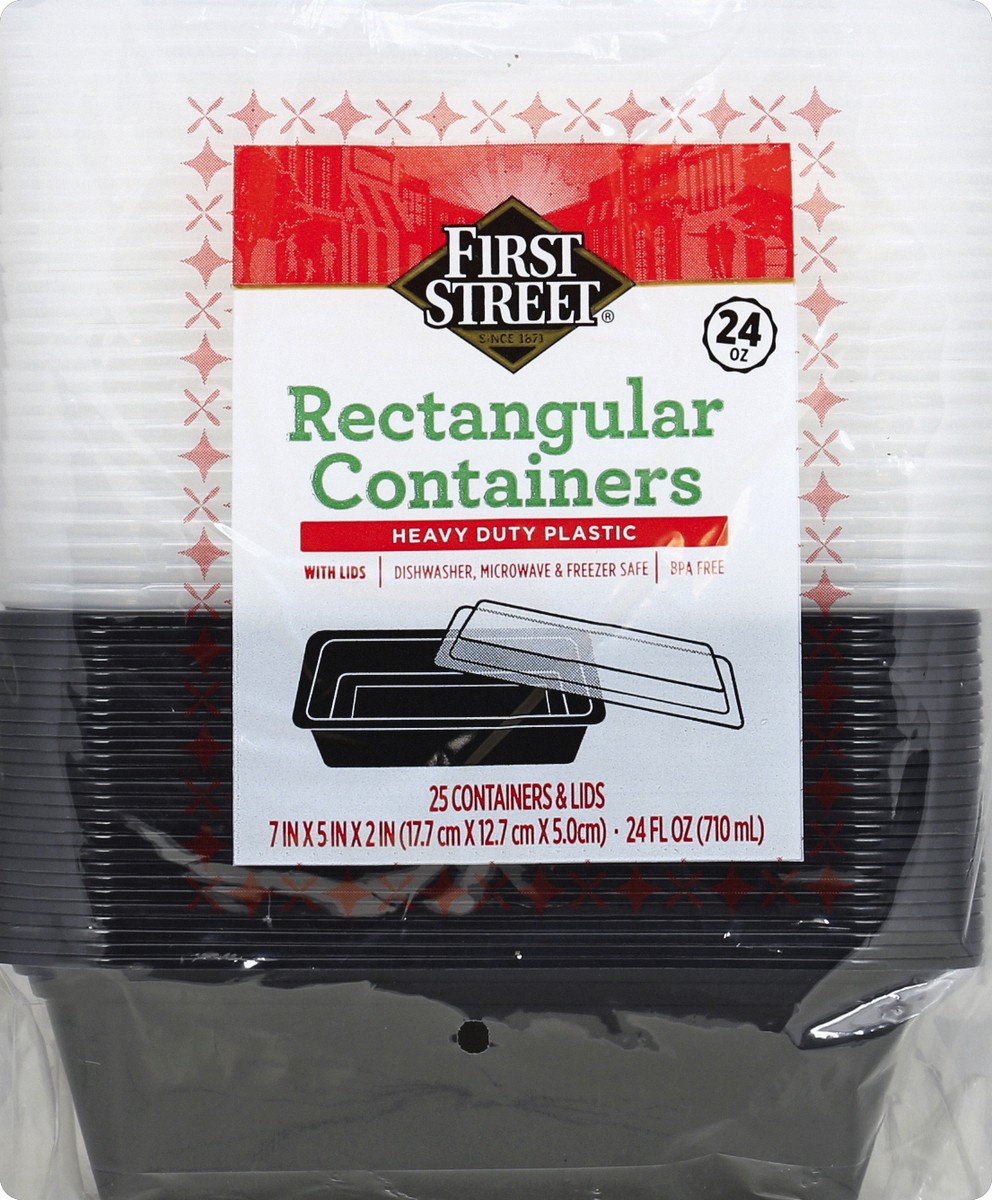 slide 4 of 6, First Street Containers, Rectangular, Heavy Duty Plastic, 24 Ounce - 25 Each, 1 ct