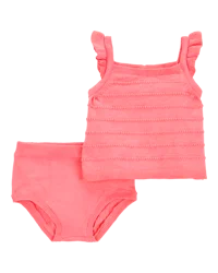 Carter's Baby 2-Piece Sweater Knit Tank & Diaper Cover Set Coral 9M