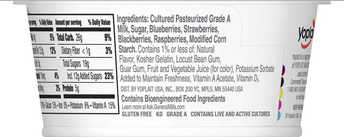 slide 10 of 12, Yoplait FruitSide Mixed Berry Yogurt 5.3 oz, 5.3 oz