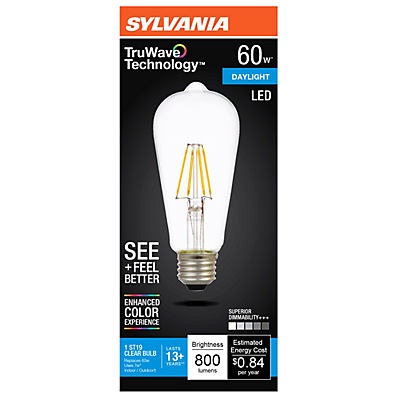 slide 1 of 1, Sylvania TruWave 60 Watt Daylight Clear LED Light Bulb, 1 ct