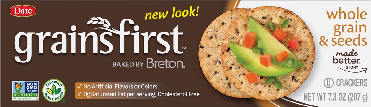 slide 4 of 9, Dare Grains First Whole Grain & Seeds Crackers 7.3 oz, 7.3 oz