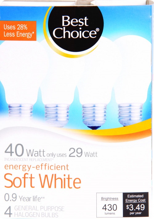 slide 1 of 1, Best Choice Energy Efficient Soft White General Purpose Halogen Bulbs, 4 ct