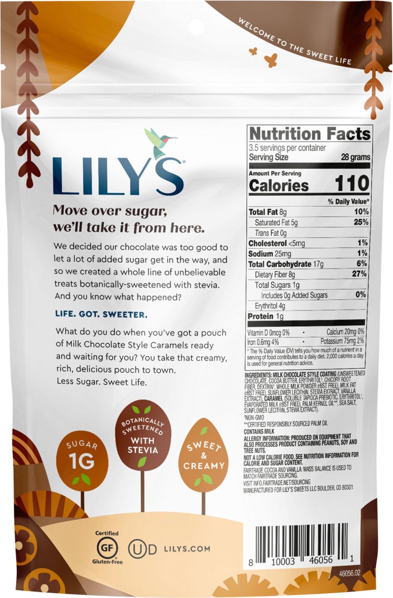 slide 2 of 3, Lily's Sweets Milk Chocolate Style Covered Caramels, 3.5 oz