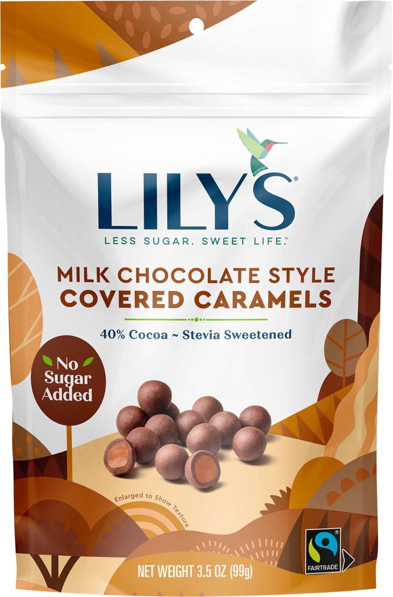 slide 3 of 3, Lily's Sweets Milk Chocolate Style Covered Caramels, 3.5 oz