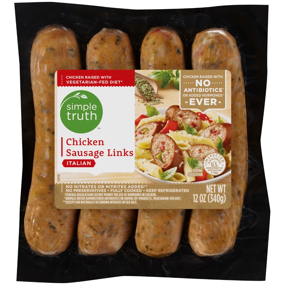 slide 1 of 1, Simple Truth Italian Chicken Sausage Links, 12 oz