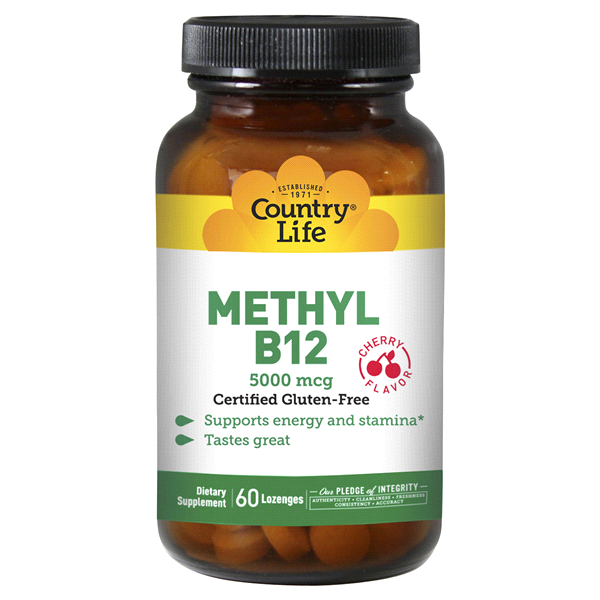 slide 1 of 1, Country Life Cherry Flavored Methyl B12 5000 Mcg Dietary Supplement, 60 ct