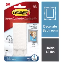 Command Bath Picture Hanging Strips - White