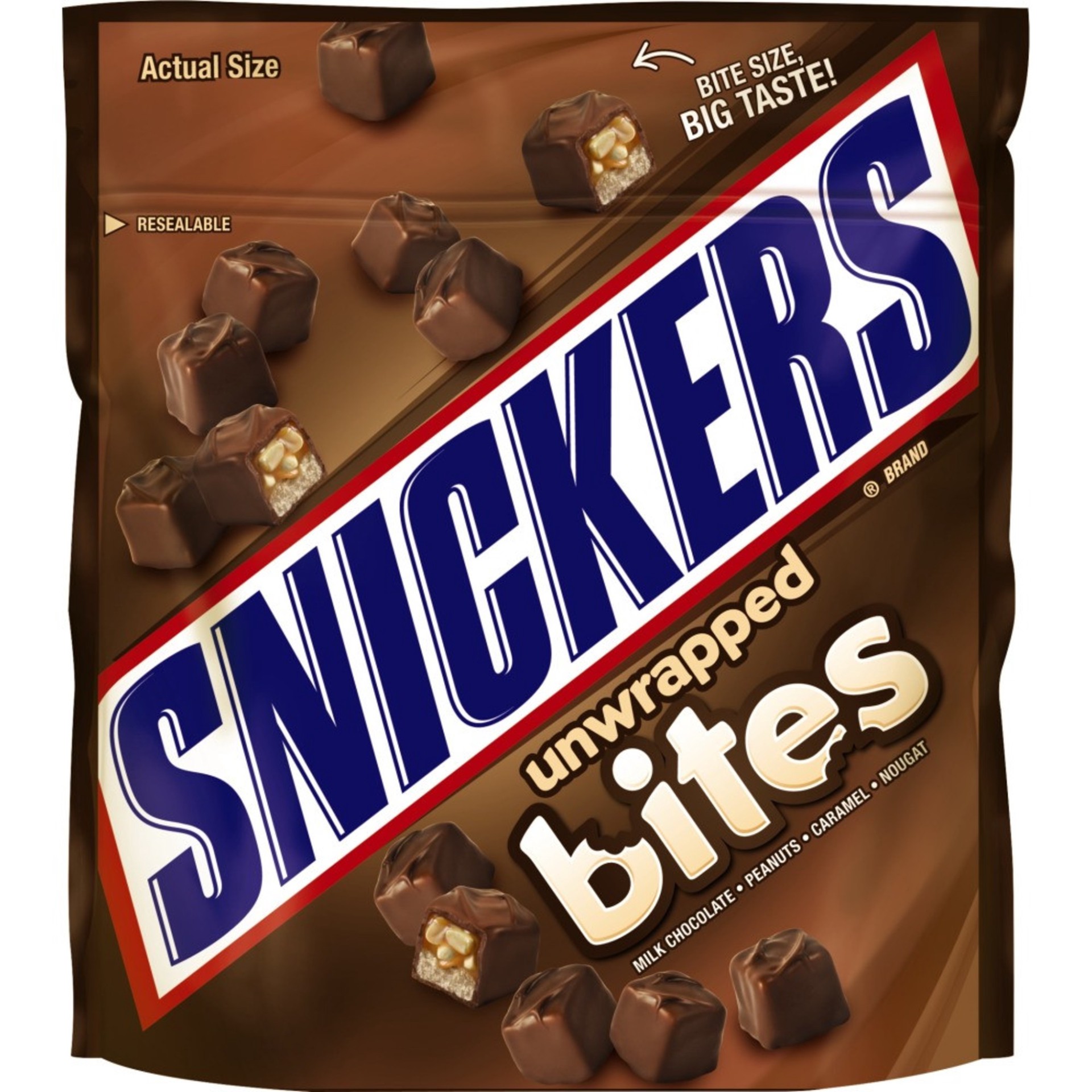 slide 1 of 3, Snickers Bites Size Chocolate Candy Bars 8-oz Pouch, 8 oz