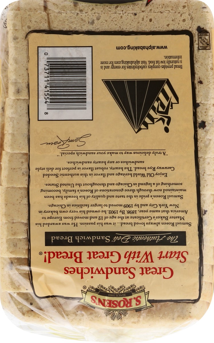 slide 3 of 9, S. Rosen's Restaurant Size Rye Bread with Caraway Seeds 24 oz, 24 oz