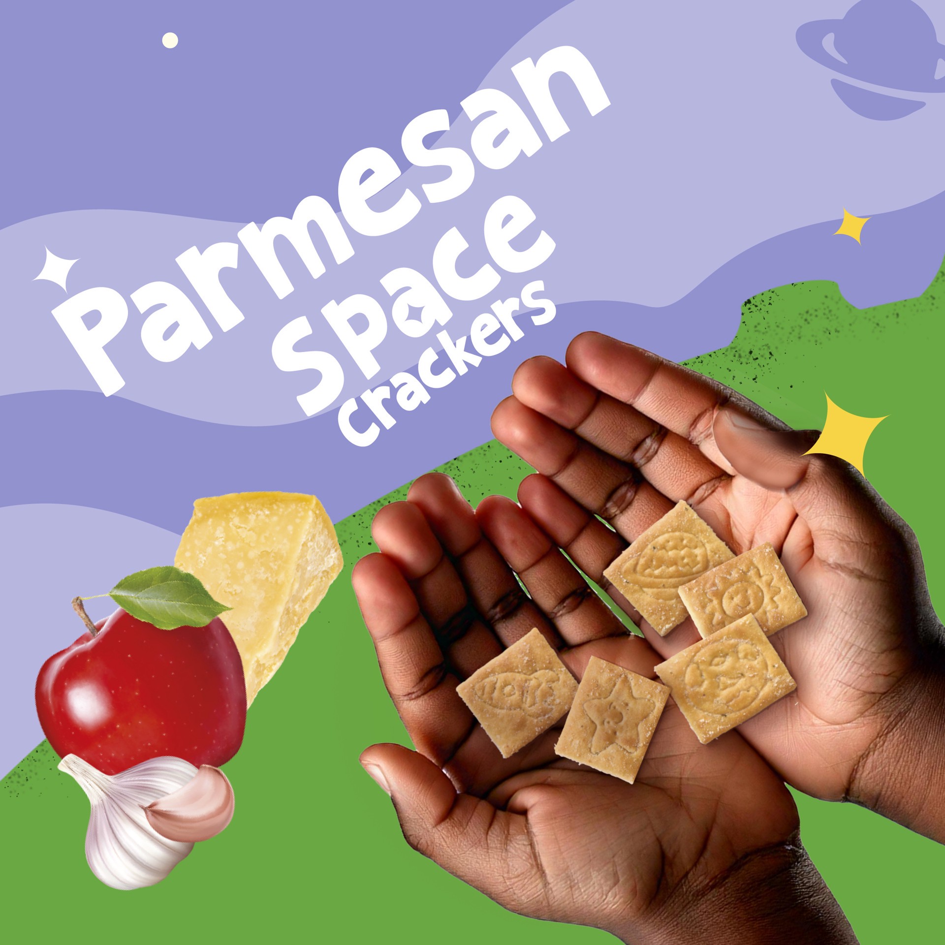 slide 6 of 7, Get'ems! from Gerber Parmesan Space Crackers, Kids Snack Made with Real Veggies & Fruits, Iron & Vitamin E, 5 oz