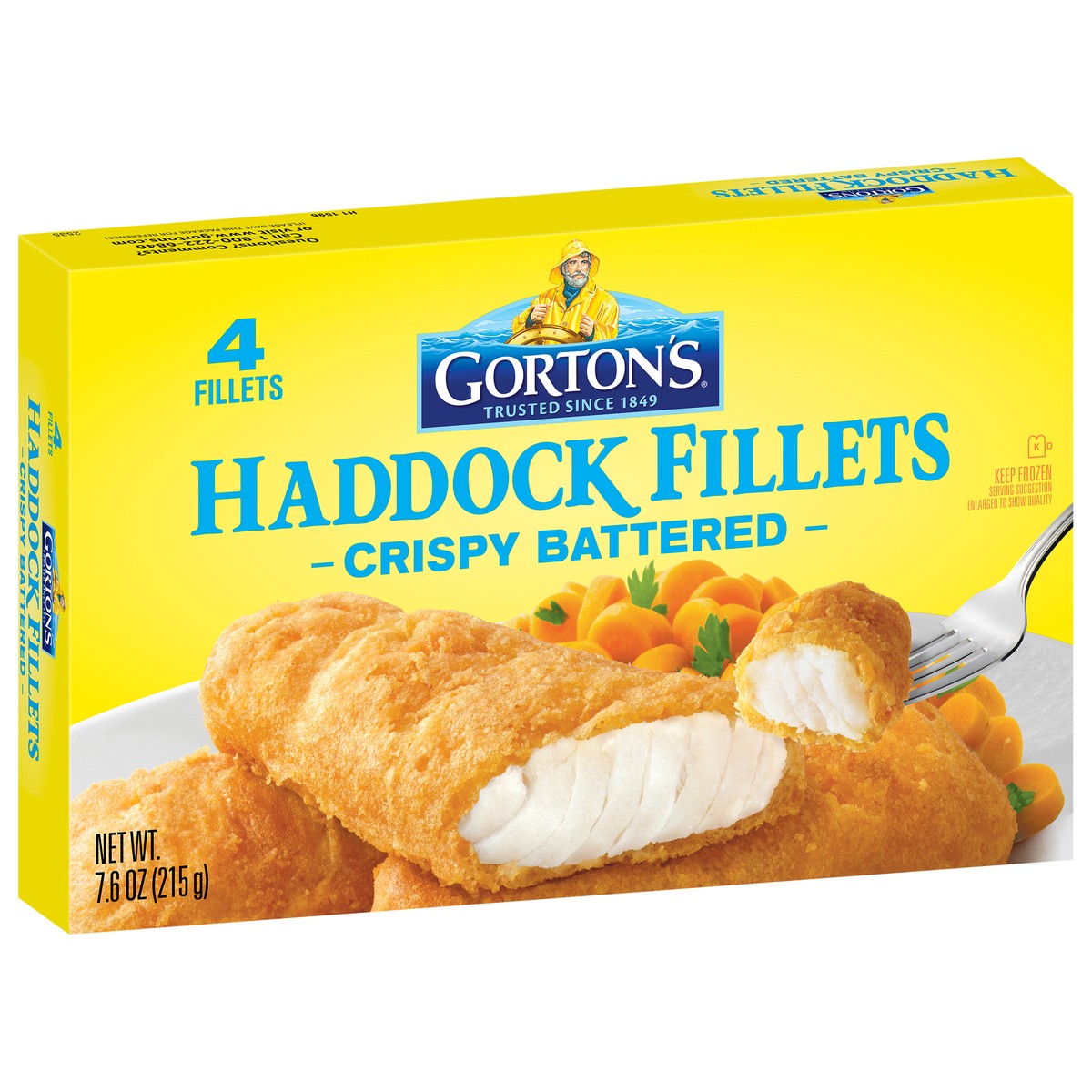 slide 4 of 9, Gorton's Crispy Battered Fish 100% Real Fish Fillets, Wild Caught Haddock, Frozen, 4 Count, 7.6 Ounce Package, 4 ct