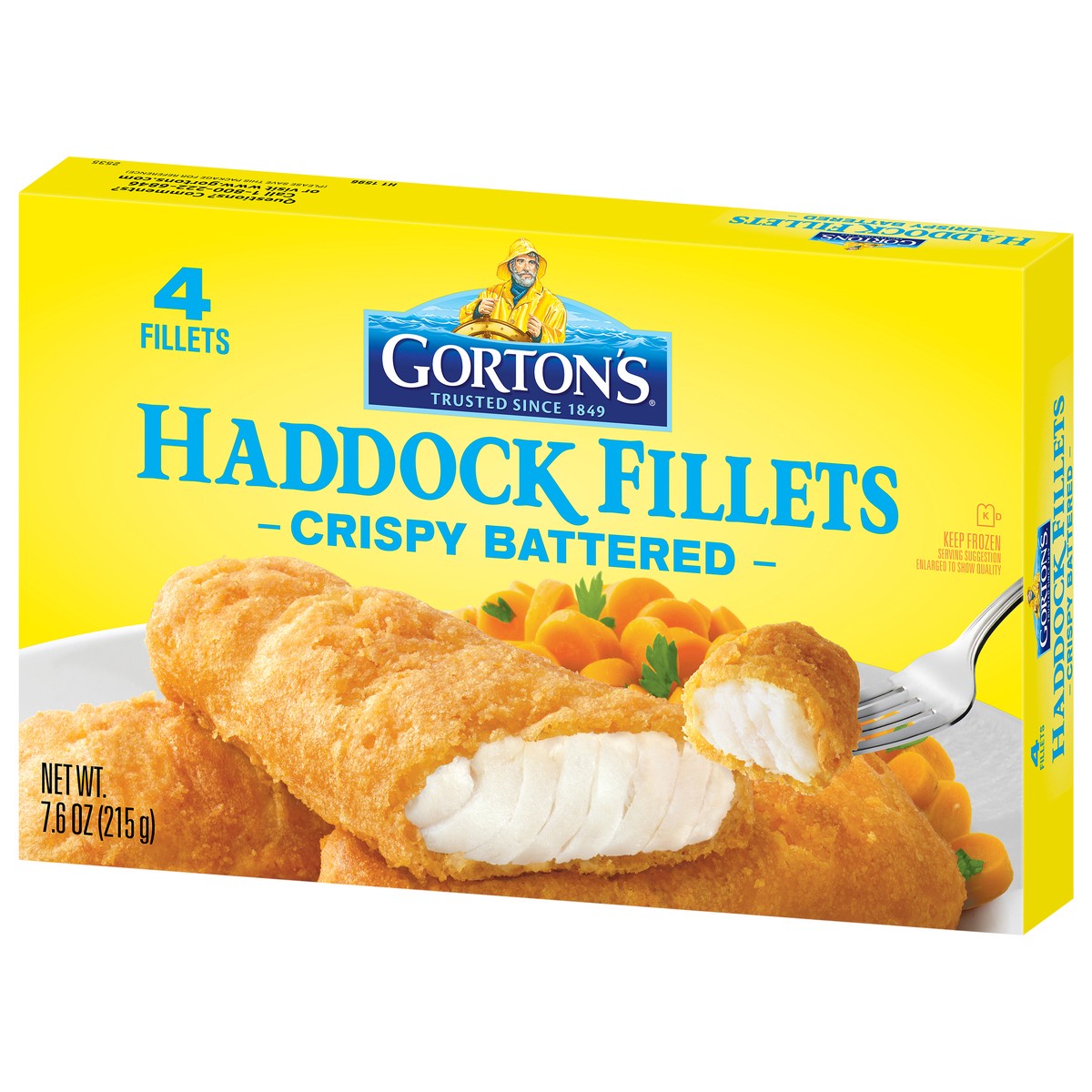 slide 5 of 9, Gorton's Crispy Battered Fish 100% Real Fish Fillets, Wild Caught Haddock, Frozen, 4 Count, 7.6 Ounce Package, 4 ct