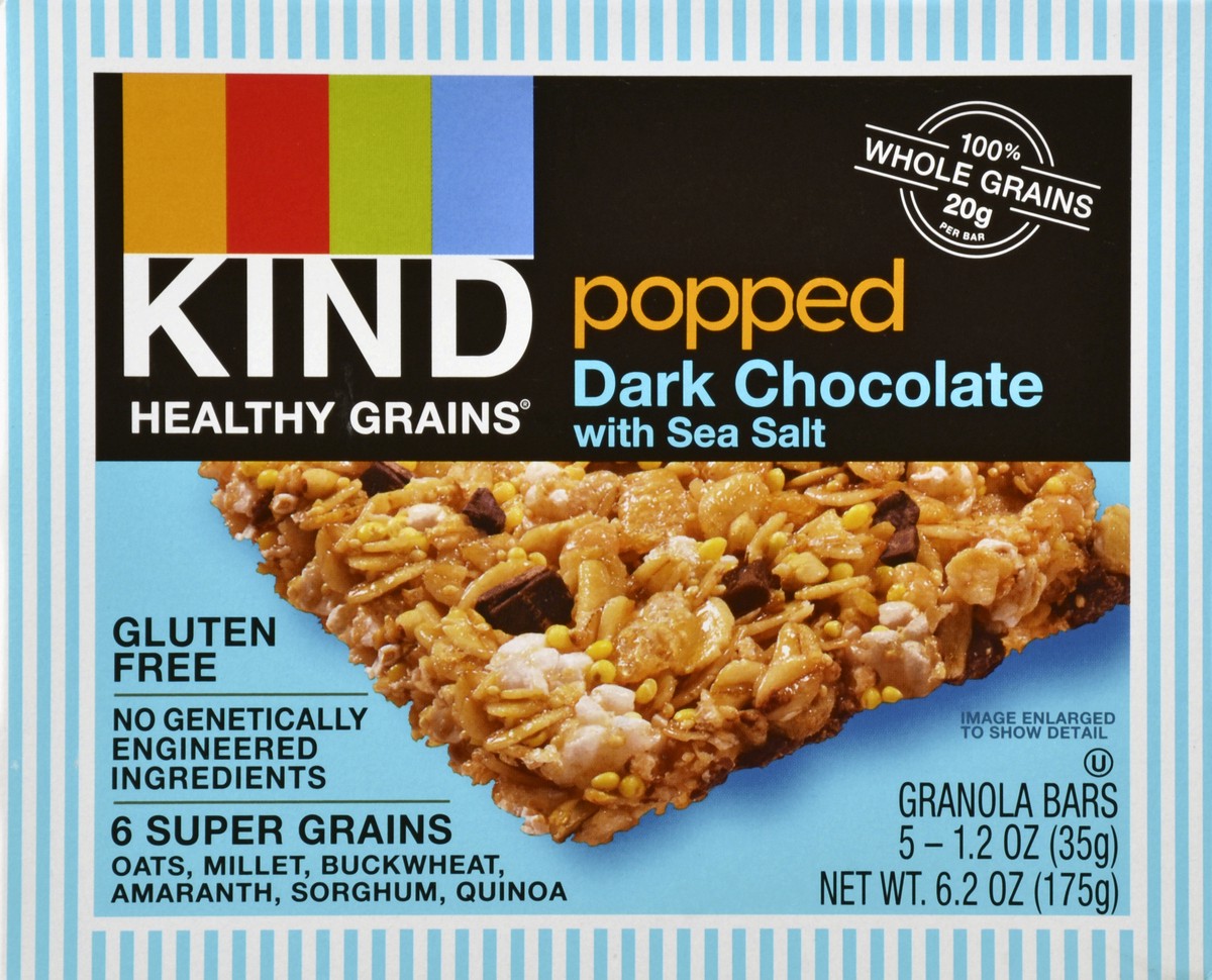 slide 4 of 4, KIND Popped Dark Chocolate With Sea Salt Granola Bars, 5 ct