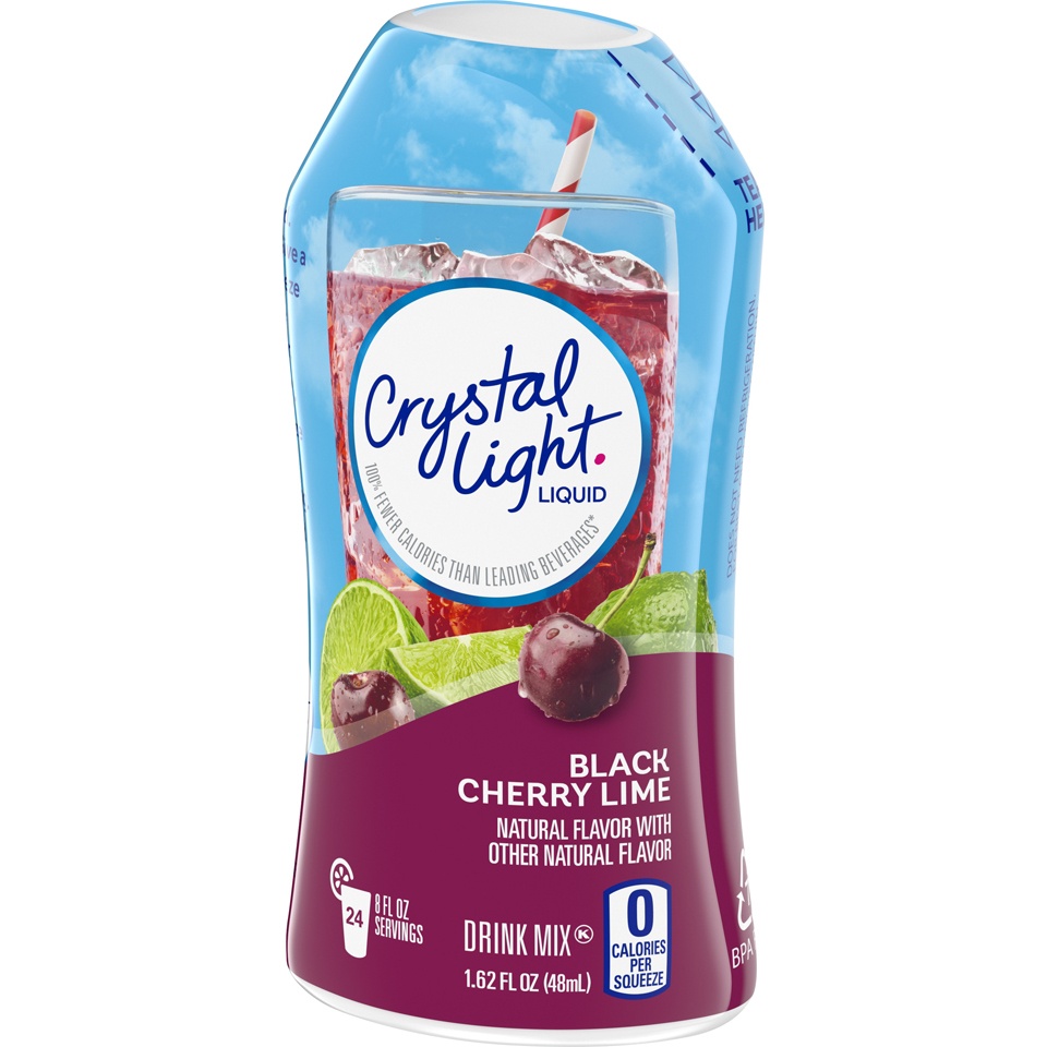 slide 4 of 8, Crystal Light Sugar Free Calorie Free Black Cherry Lime Liquid Drink Mix, Caffeine Free Bottle, 1.62 oz