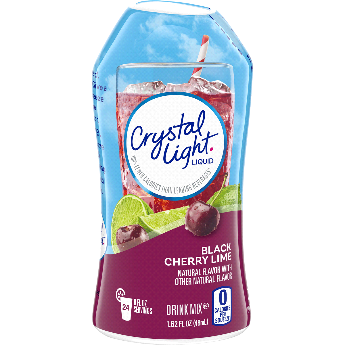 slide 1 of 8, Crystal Light Sugar Free Calorie Free Black Cherry Lime Liquid Drink Mix, Caffeine Free Bottle, 1.62 oz