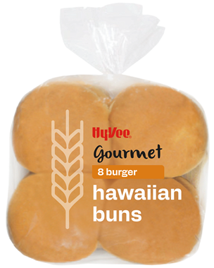 slide 1 of 1, Hy-Vee Hawaiian Hamburger Buns 8Ct, 15 oz