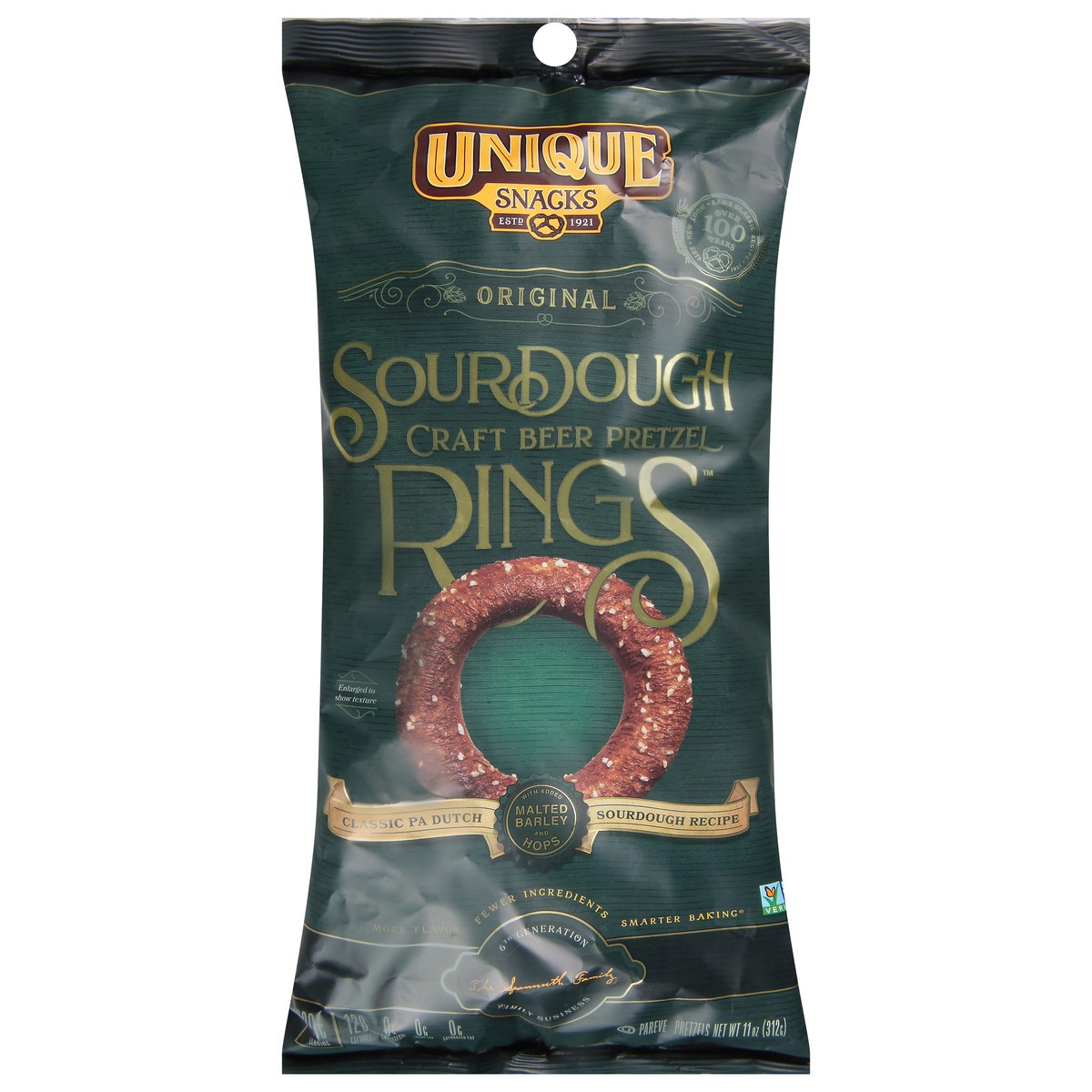 slide 9 of 14, Unique Snacks Original Rings Sourdough Craft Beer Pretzels 11 oz, 11 oz