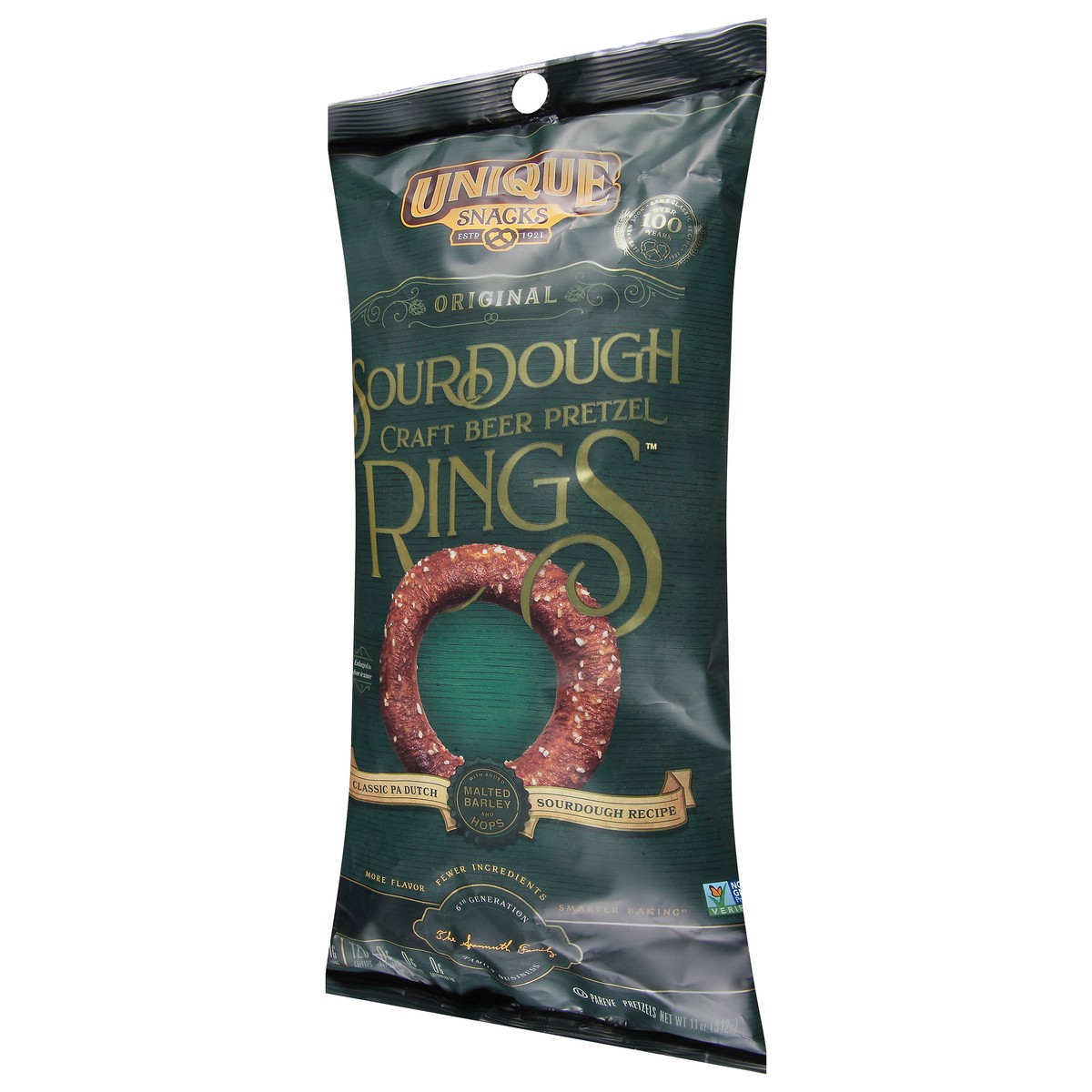 slide 8 of 14, Unique Snacks Original Rings Sourdough Craft Beer Pretzels 11 oz, 11 oz