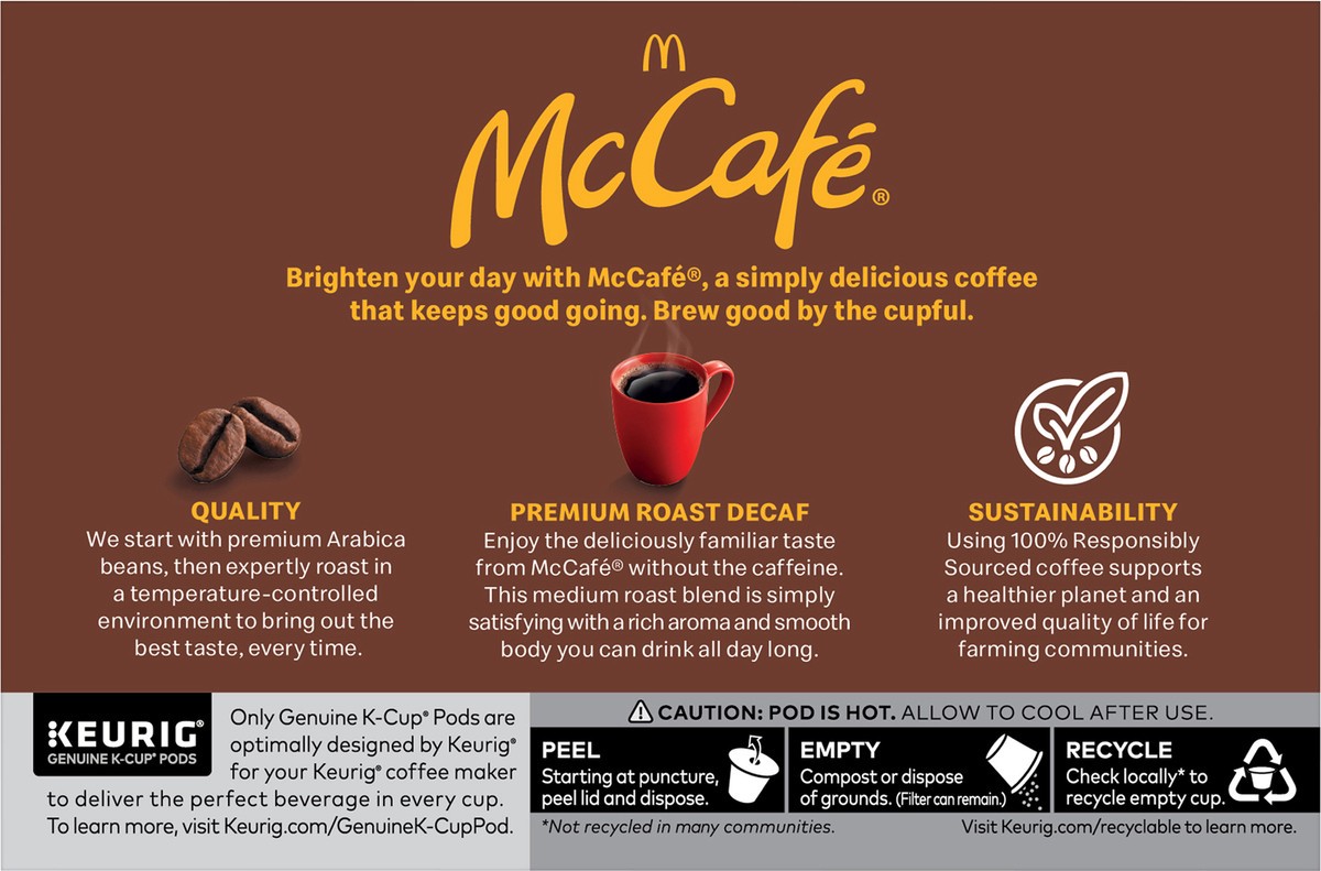 slide 2 of 9, McCafé Premium Roast Decaf Coffee, Single Serve Keurig K-Cup Pods, Decaffeinated- 10 ct, 10 ct