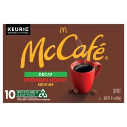 McCafé Premium Roast Decaf Coffee, Single Serve Keurig K-Cup Pods, Decaffeinated- 10 ct