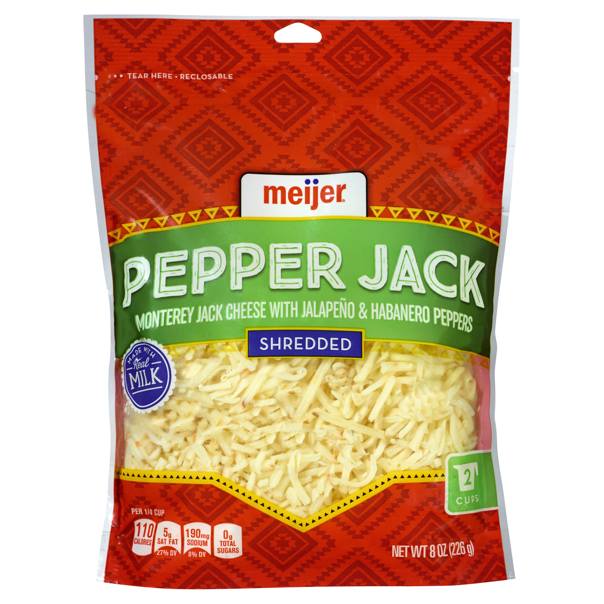 slide 1 of 2, Meijer Pepper Jack Shredded Cheese, 8 oz