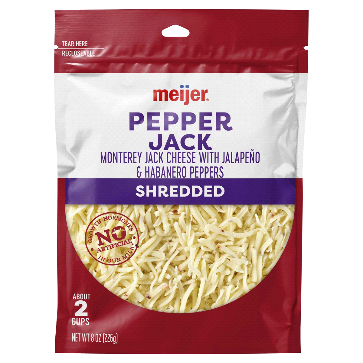 slide 1 of 2, Meijer Shredded PepperJack Cheese, 8 oz