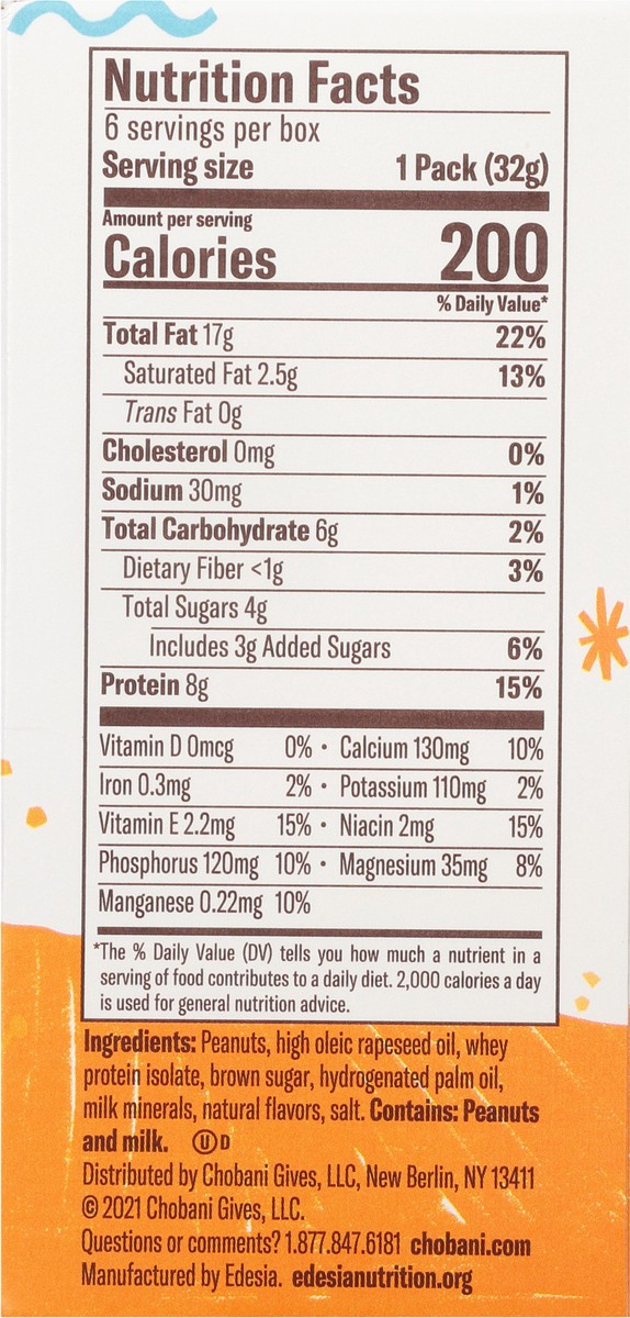 slide 8 of 13, Chobani Cookie Dough Peanut Butter Flavored Nutrient Spread 6-1.12 oz Packs, 6 ct