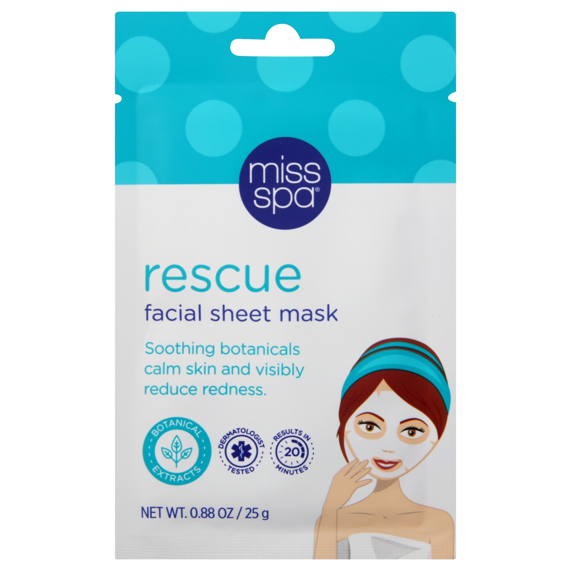 slide 1 of 2, Miss Spa Rescue Facial Sheet Mask, 1 ct
