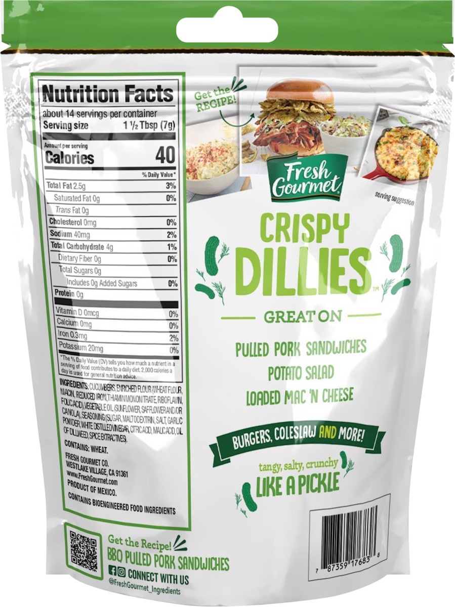 slide 2 of 3, Fresh Gourmet 3.5 oz. Crispy Dillies, Bag, 3.5 oz