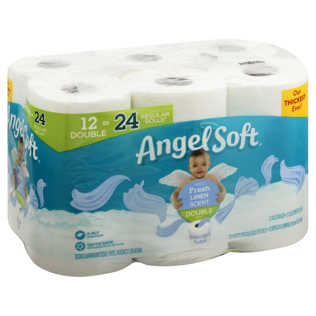 slide 8 of 9, Angel Soft Double Roll 2-Ply Fresh Linen Scent Bathroom Tissue 12 ea, 12 ct