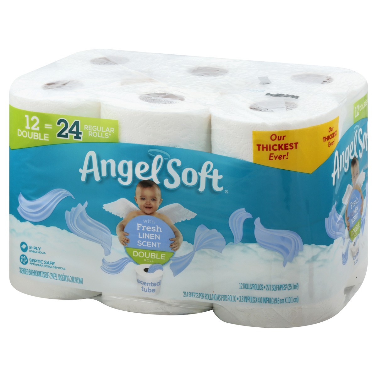 slide 7 of 9, Angel Soft Double Roll 2-Ply Fresh Linen Scent Bathroom Tissue 12 ea, 12 ct