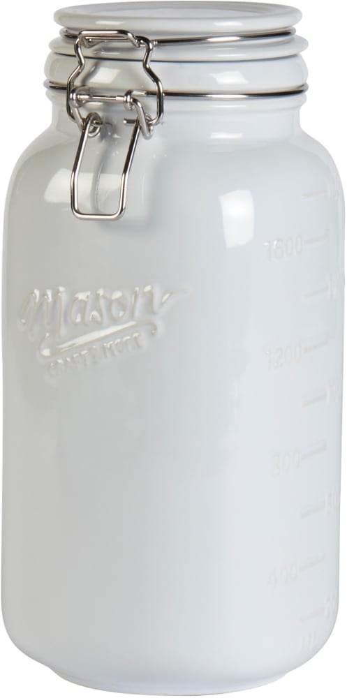 slide 1 of 1, Mason Craft & More Large Ceramic Clamp Jar - White, 64 oz