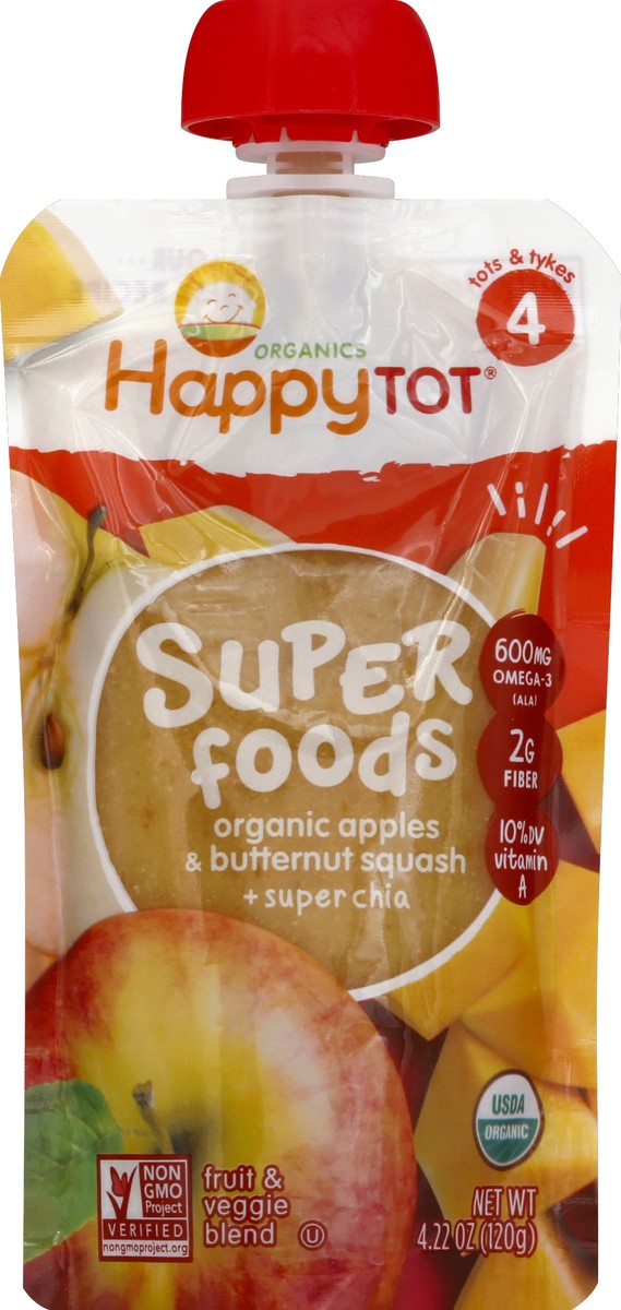 slide 2 of 6, Happy Tot Organic Superfood Apples & Butternut Squash Baby Food, 4.22 oz