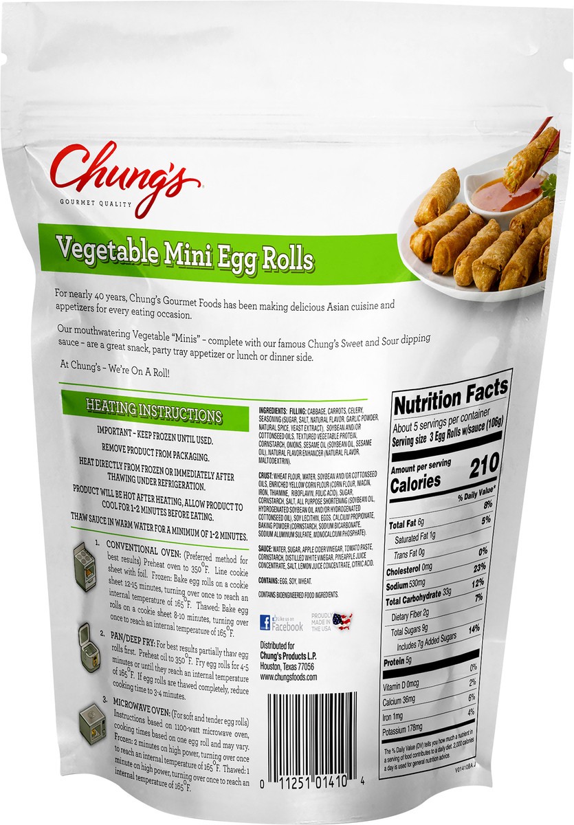 slide 6 of 8, Chung's Vegetable Mini Egg Rolls, 20 oz