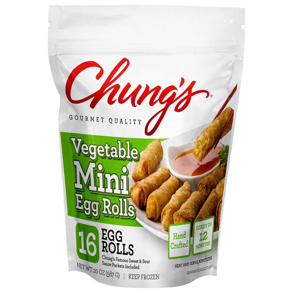 slide 1 of 1, Chung's Mini Vegetable Egg Rolls, 20 oz