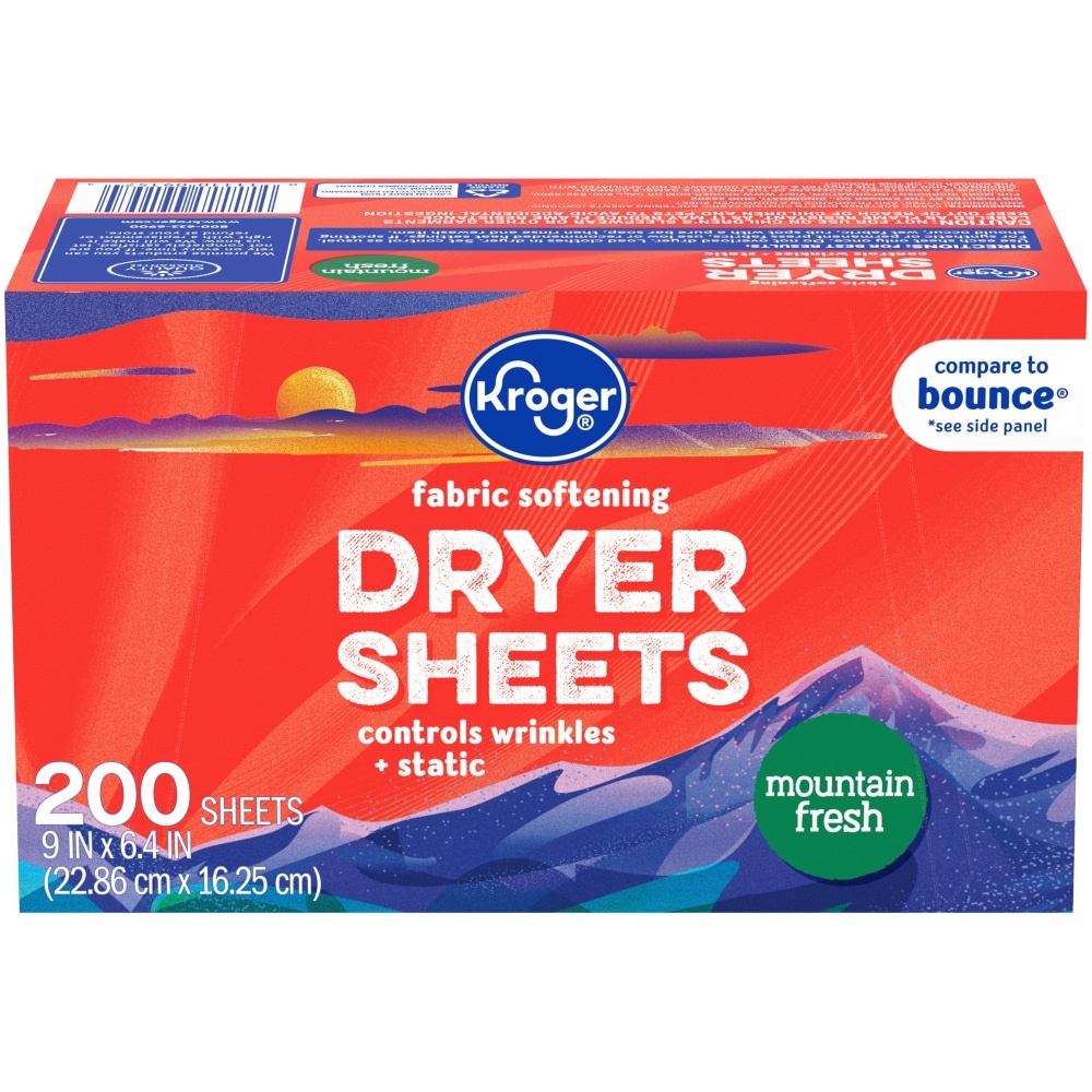 slide 1 of 1, Kroger Mountain Fresh Fabric Softening Dryer Sheets, 200 ct