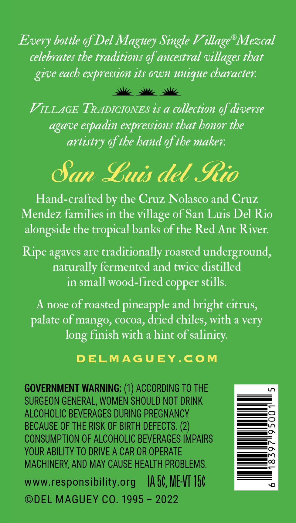 slide 5 of 8, Del Maguey San Luis De Rio Single Village Mezcal, 750 ml