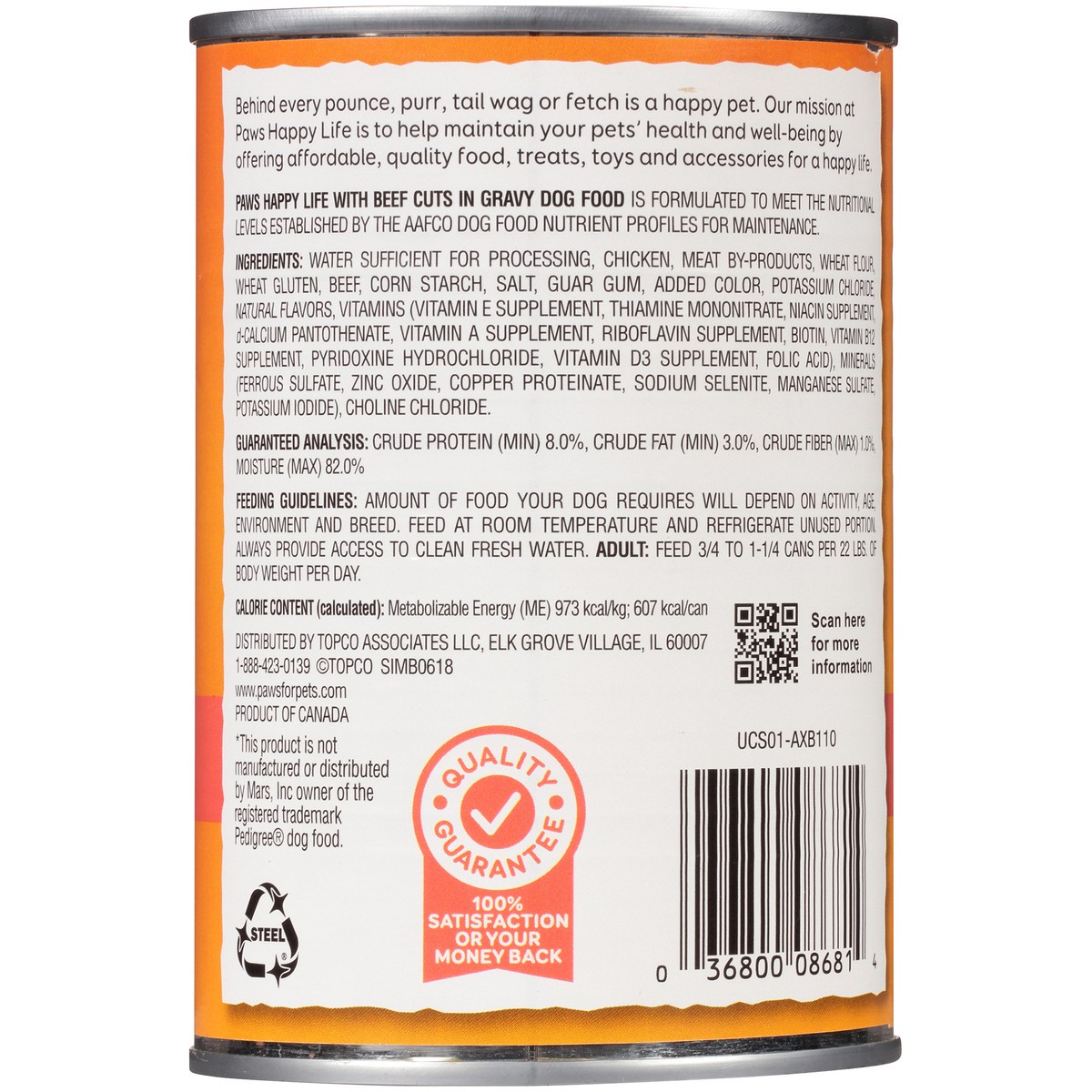 slide 5 of 9, Paws Happy Life Beef Cuts In Gravy Dog Food, 22 oz