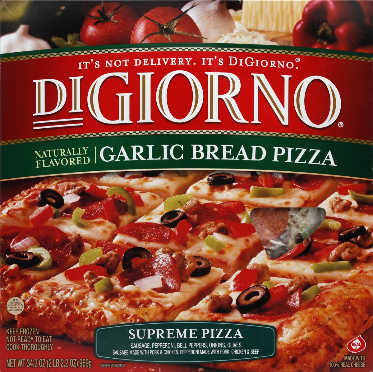 slide 4 of 6, DiGiorno Supreme Garlic Bread Pizza, 34.2 oz