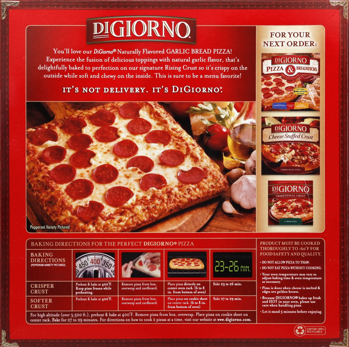 slide 3 of 6, DiGiorno Supreme Garlic Bread Pizza, 34.2 oz