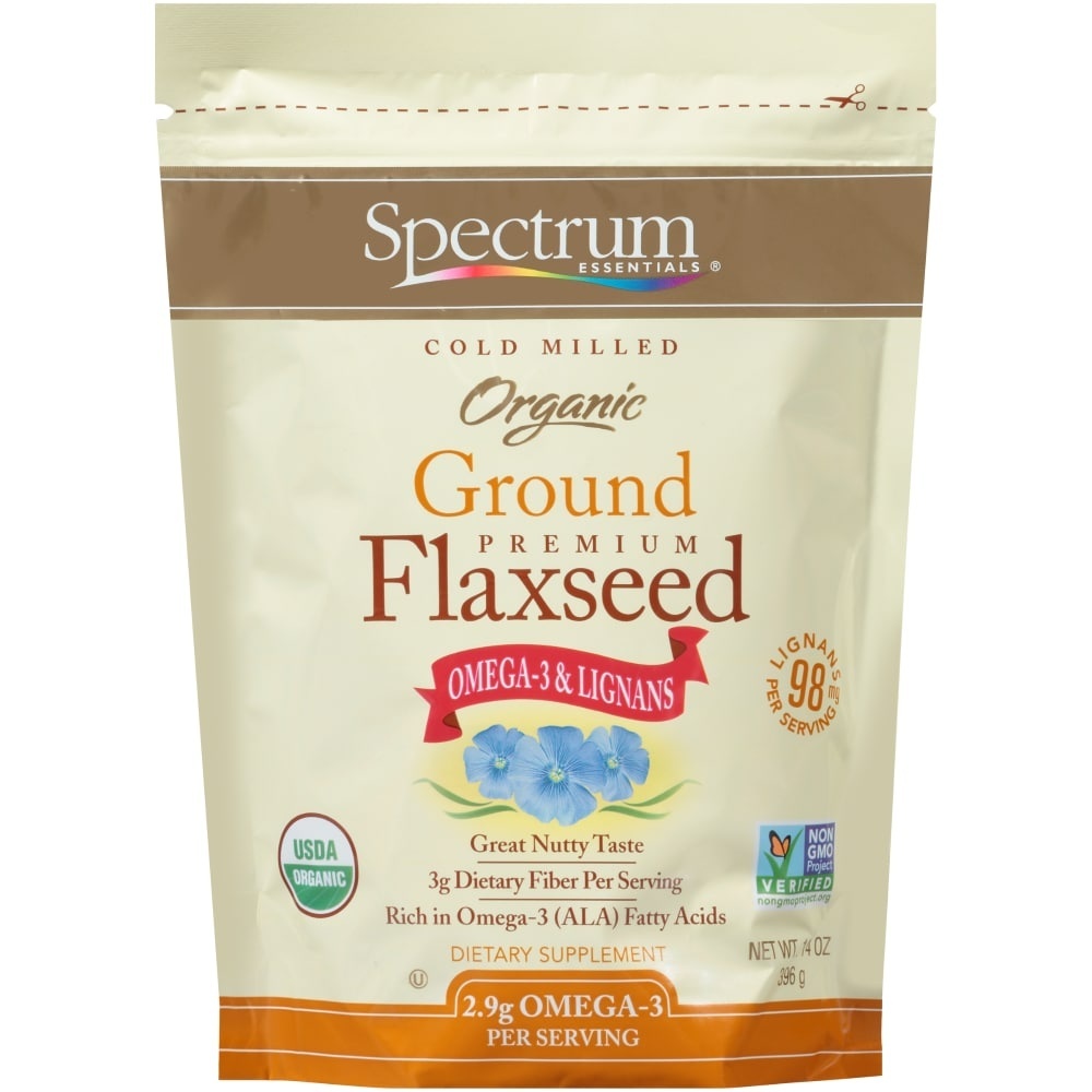 slide 1 of 1, Spectrum Essentials Cold Milled Organic Ground Premium Flaxseed Dietary Supplement 14 oz. Pouch, 14 oz