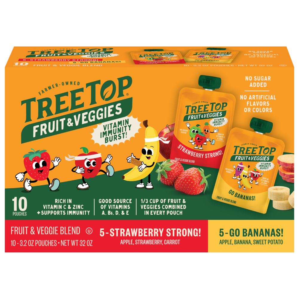 slide 2 of 2, Tree Top Strawberry Strong/Go Bananas Fruit & Veggie Blend 10 - 3.2 oz Pouches, 10 ct