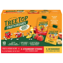 Tree Top Strawberry, Go Bananas Fruit & Veggie Blend - 10 - 3.2 oz Pouches