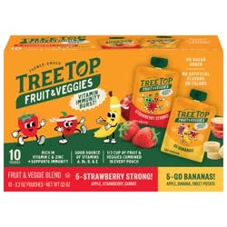 Tree Top Strawberry, Go Bananas Fruit & Veggie Blend - 10 - 3.2 oz Pouches